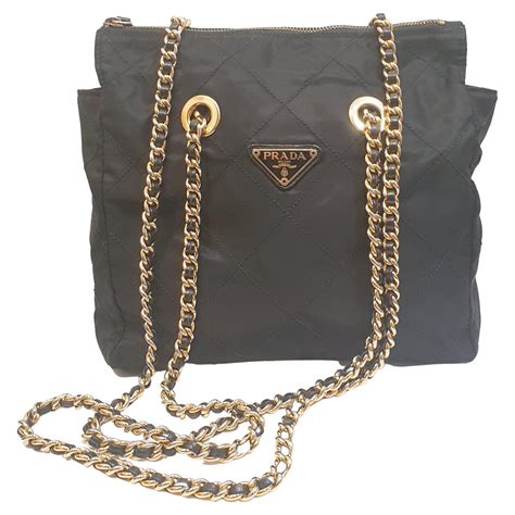 prada bag with chain straps and buckles|Prada shoulder bag gold chain.